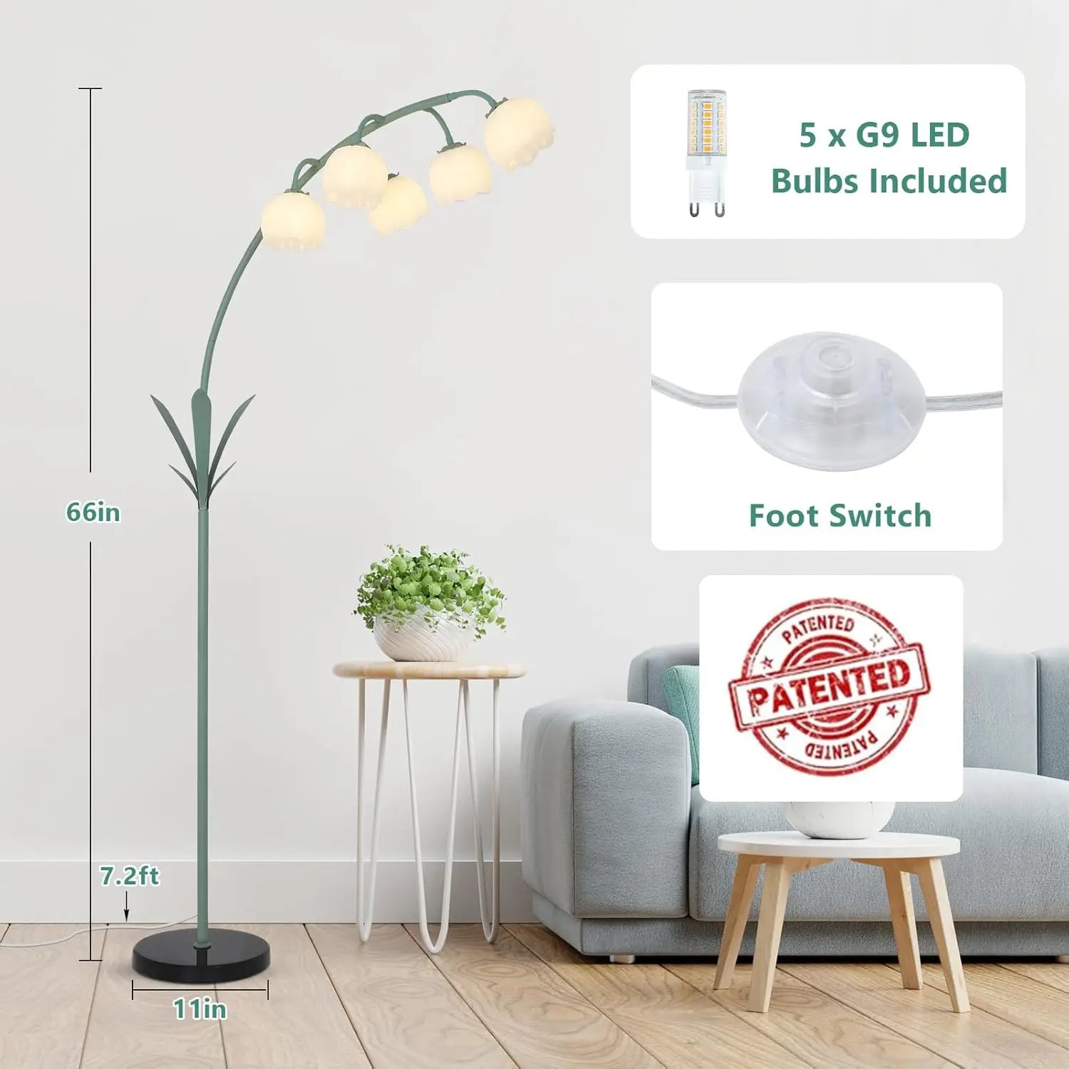 Arc Floor Lamp with Flower Design