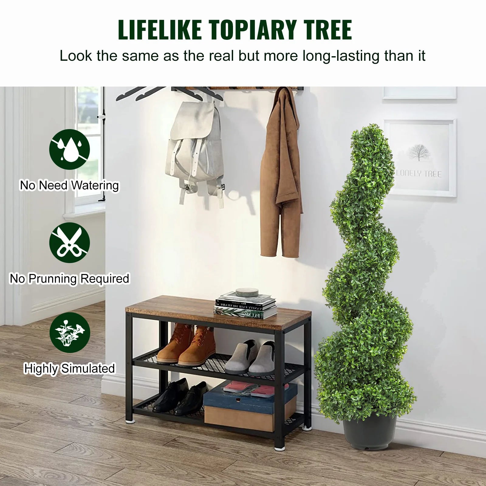 SucceBuy Artificial Boxwood Tower Topiary
