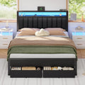 Bed Frame with Charging Station and LED Lights