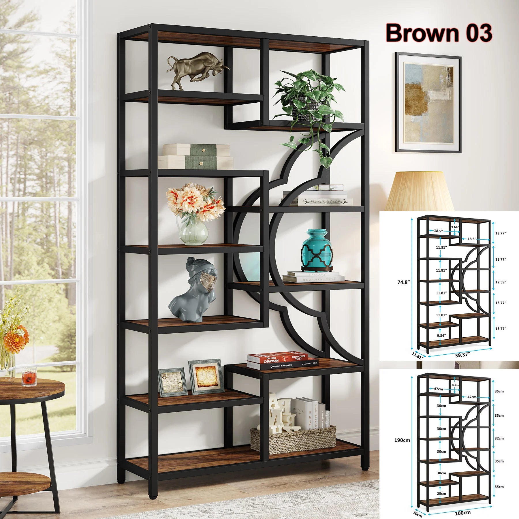 Tribesigns Bookshelf Industrial 5 Tier Etagere Bookcase