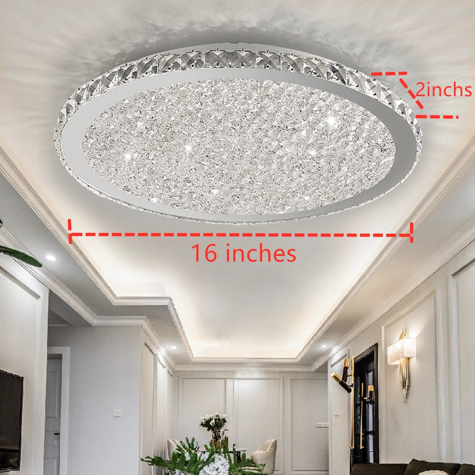 LOYALHEARTD 16" Modern Crystal Ceiling Light