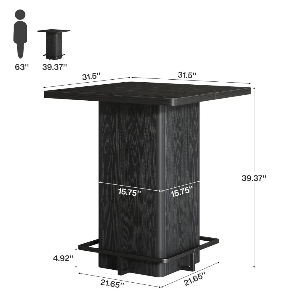 Bar Table, 39.37" High Square Pub Table