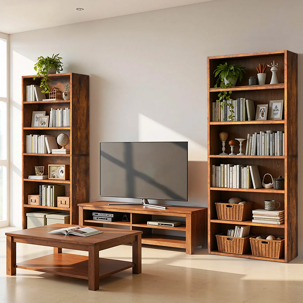MCQ 6 Shelf Bookcase Wooden Large 63 Inch Tall Bookcase