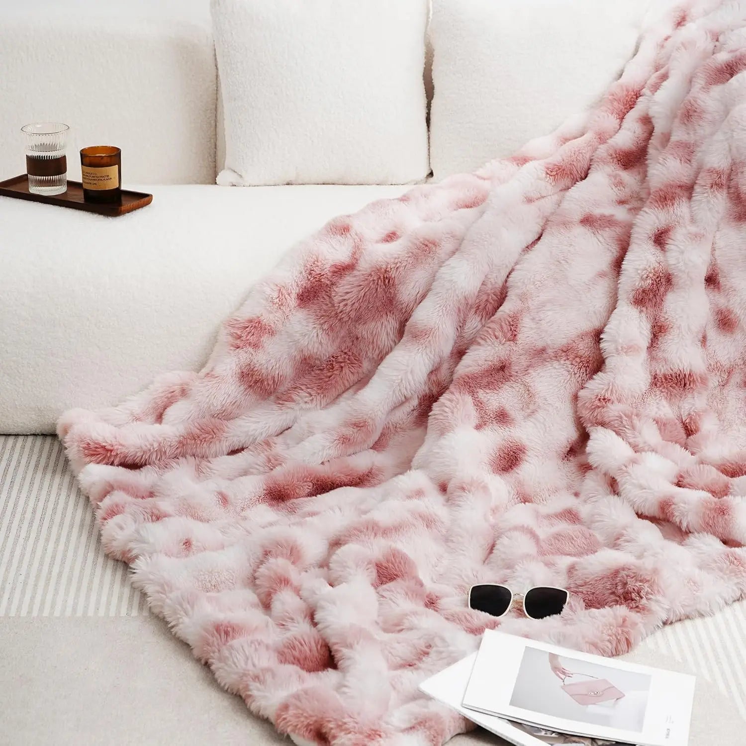 ROSEKIND Faux Fur Throw Blanket
