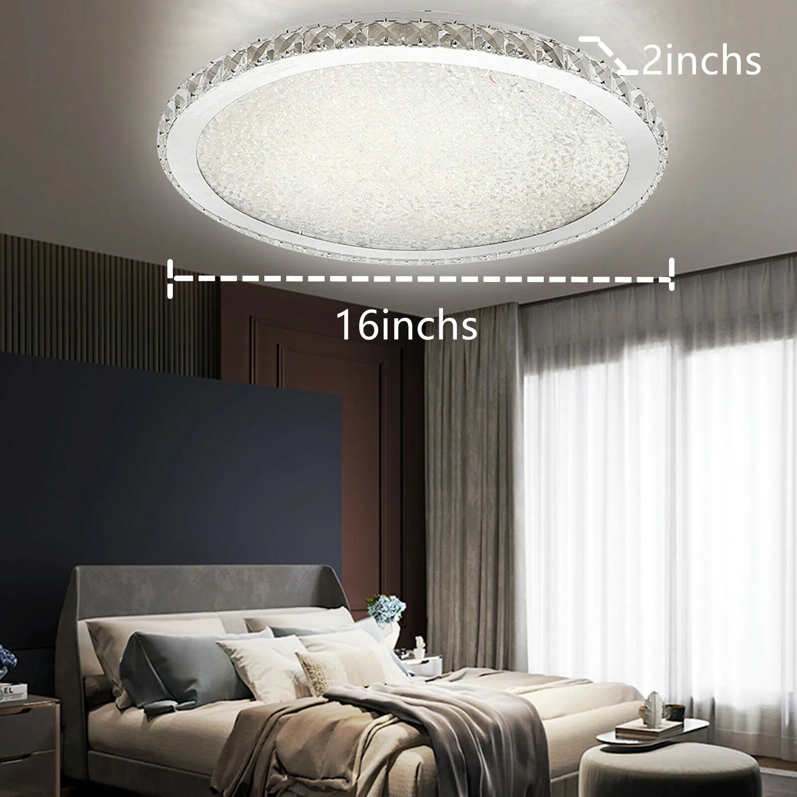 LOYALHEARTD 16" Modern Crystal Ceiling Light