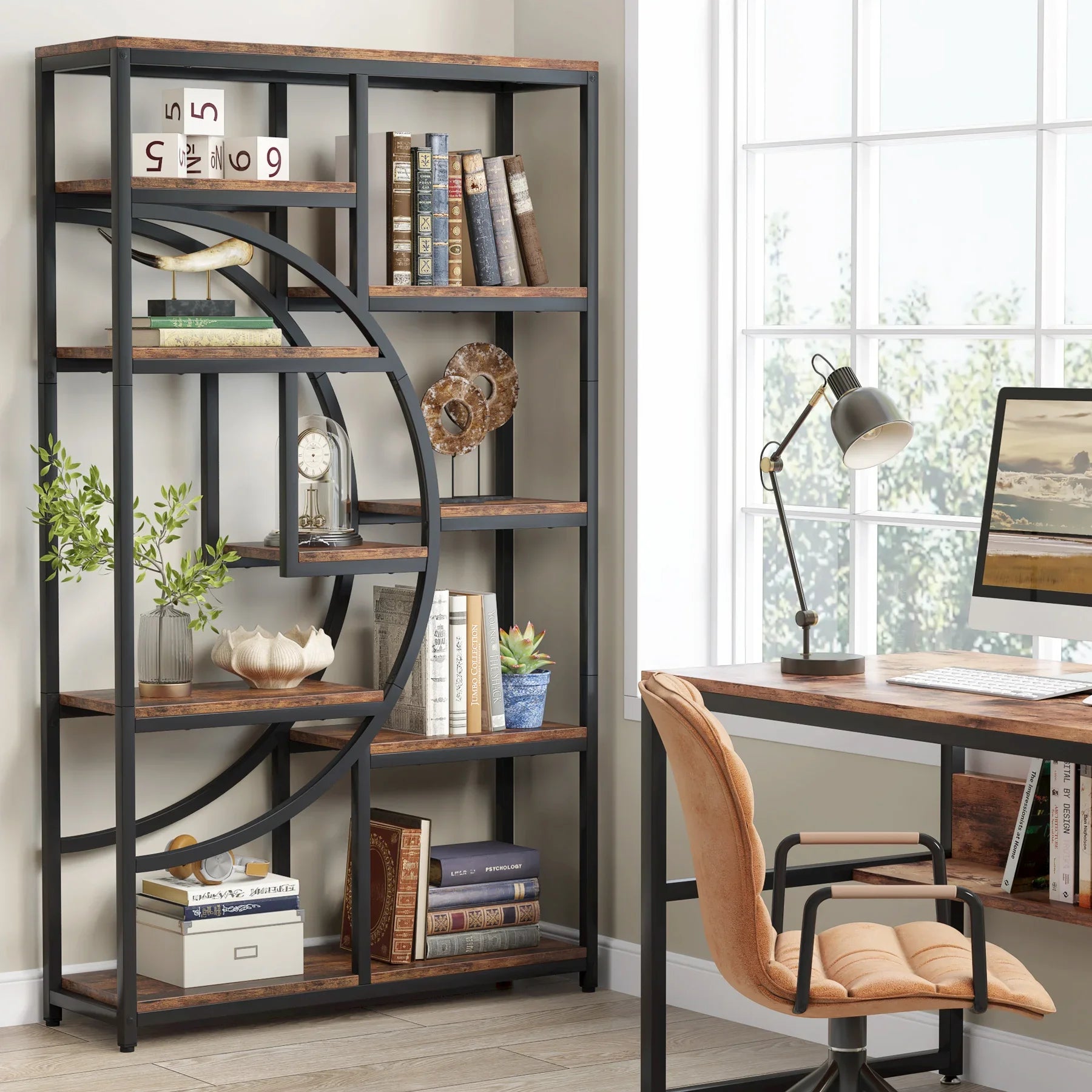 Tribesigns Bookshelf Industrial 5 Tier Etagere Bookcase