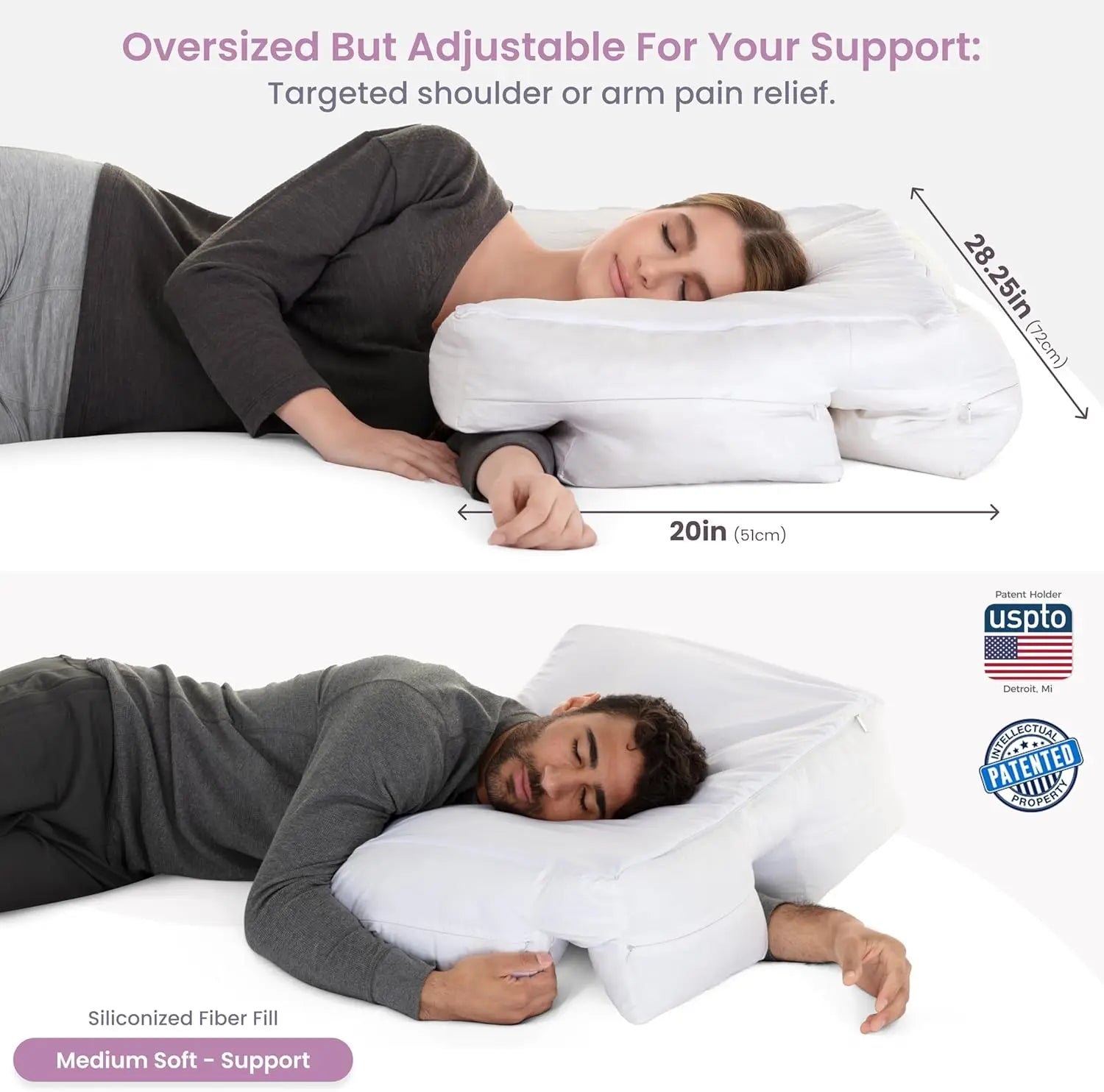Side Sleeper Pillow Arm Hole