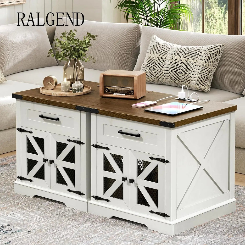 White Farmhouse End Table Charging Station