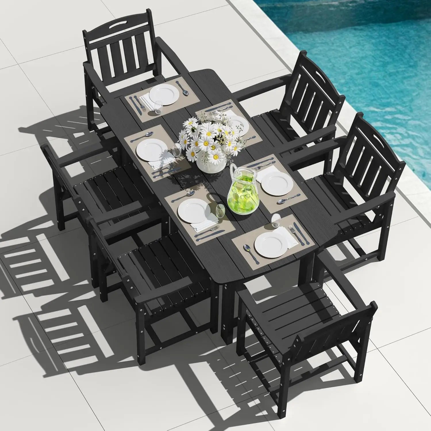 HDPE Outdoor Dining Set, Patio Table and Chairs Set