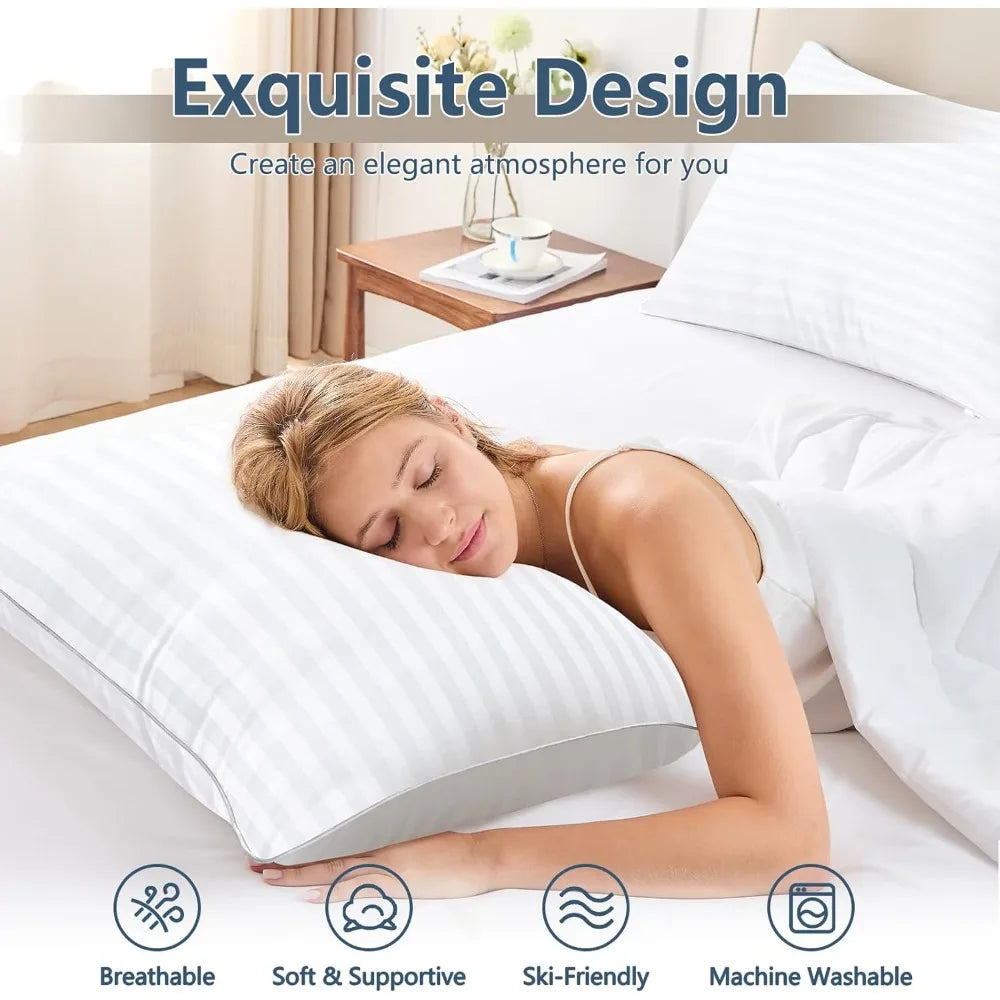 Queen Size Cooling Pillows Set of 4, Hotel Quality with Down Alternative Fill