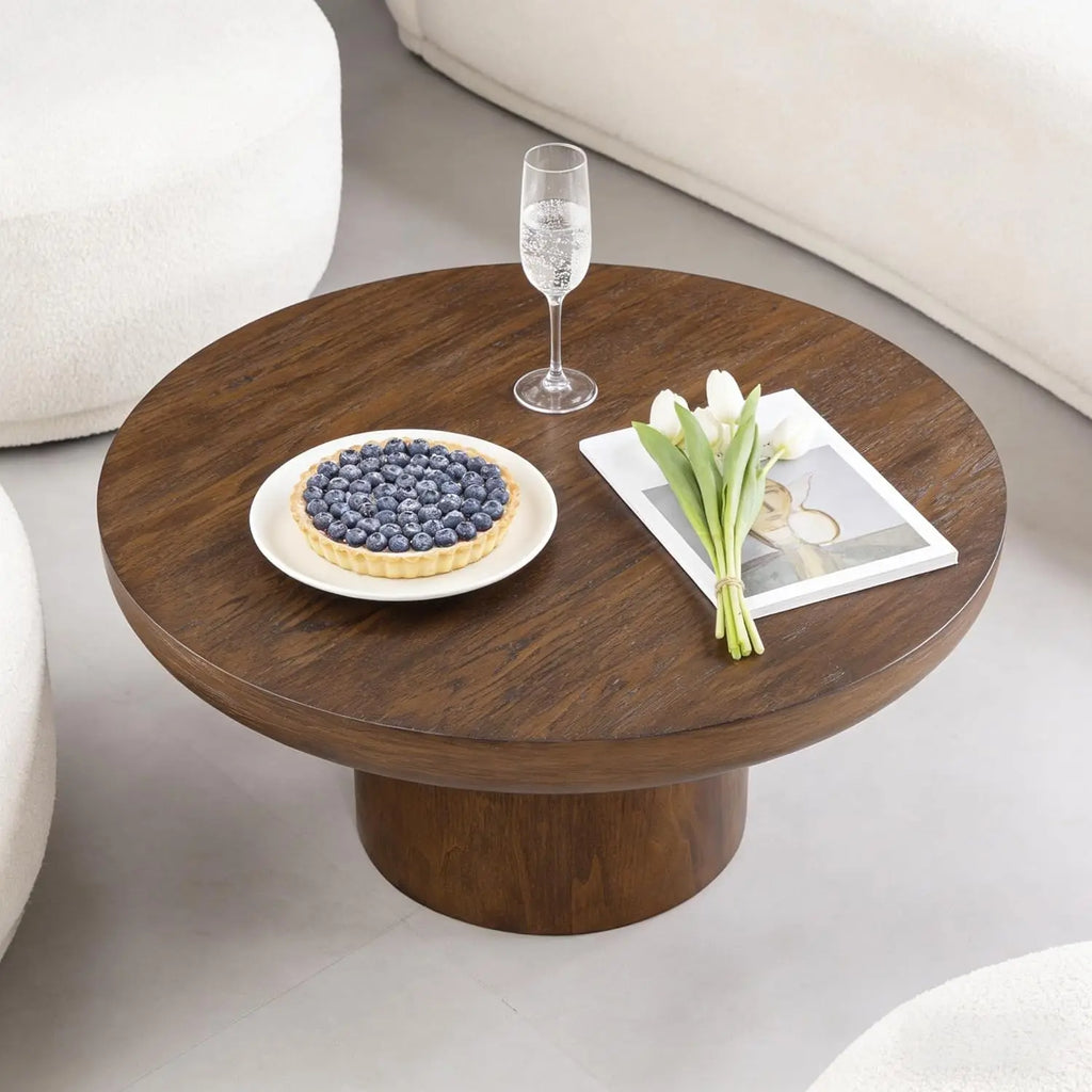 35.98'' Wood Pedestal Coffee Table