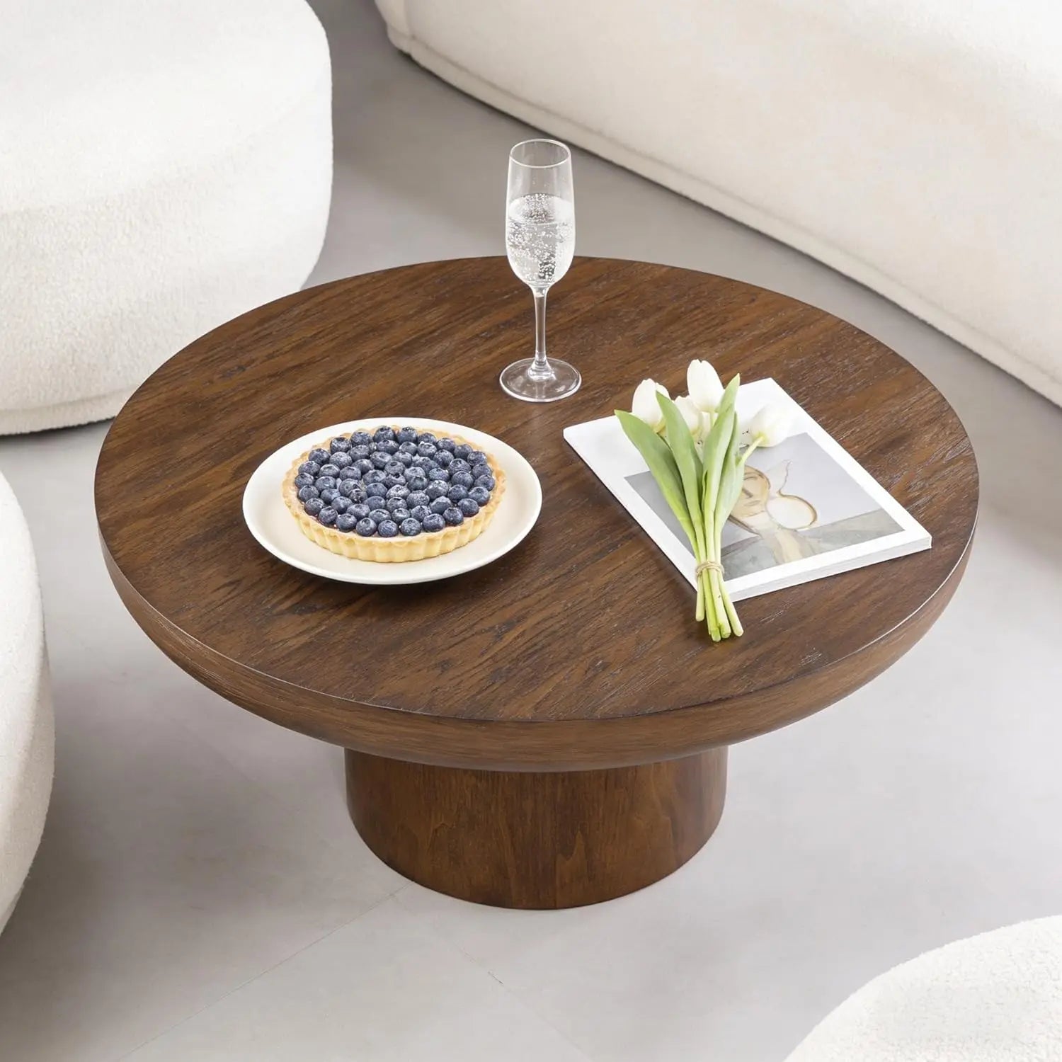 35.98'' Wood Pedestal Coffee Table