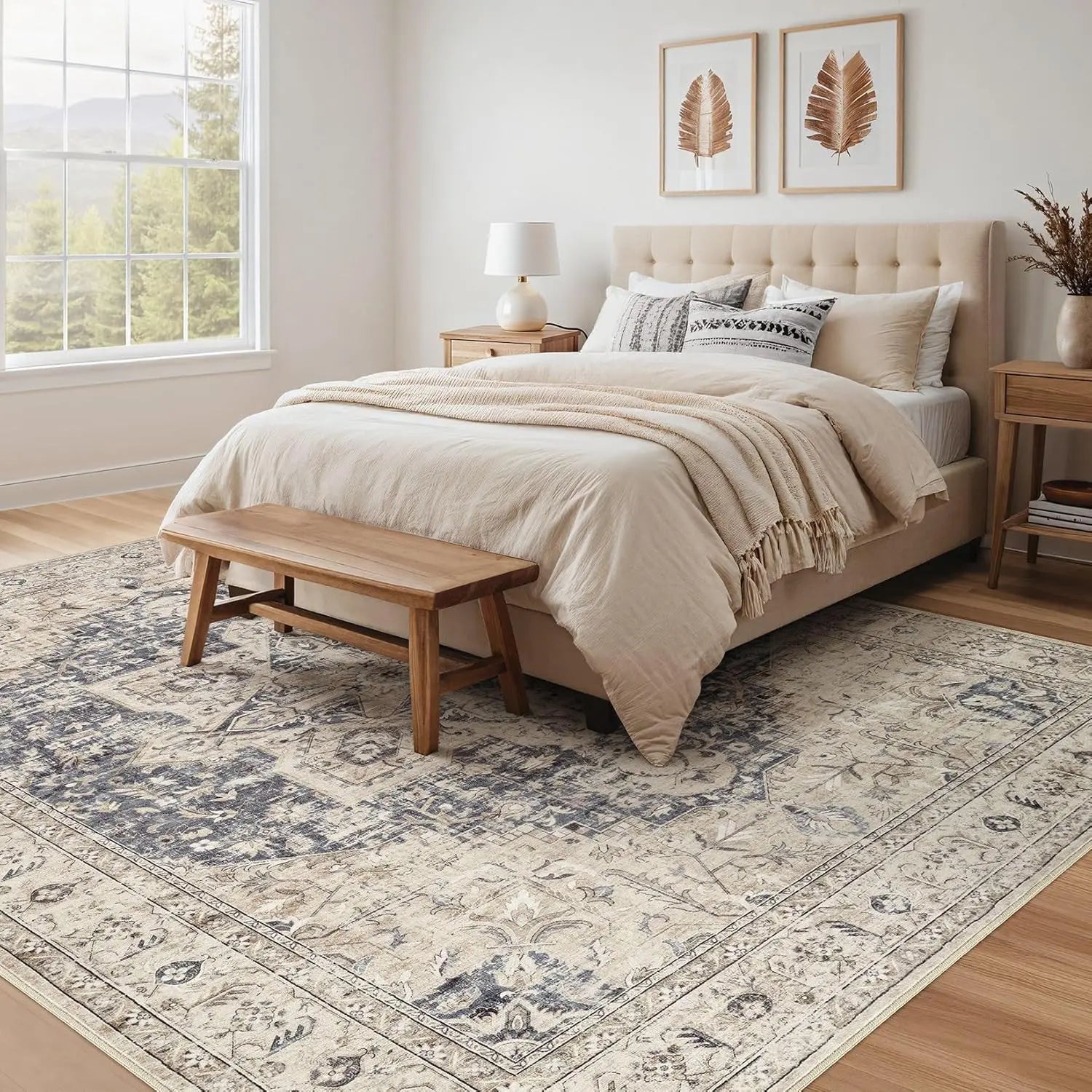 Washable 9x12 Vintage Oriental Area Rug