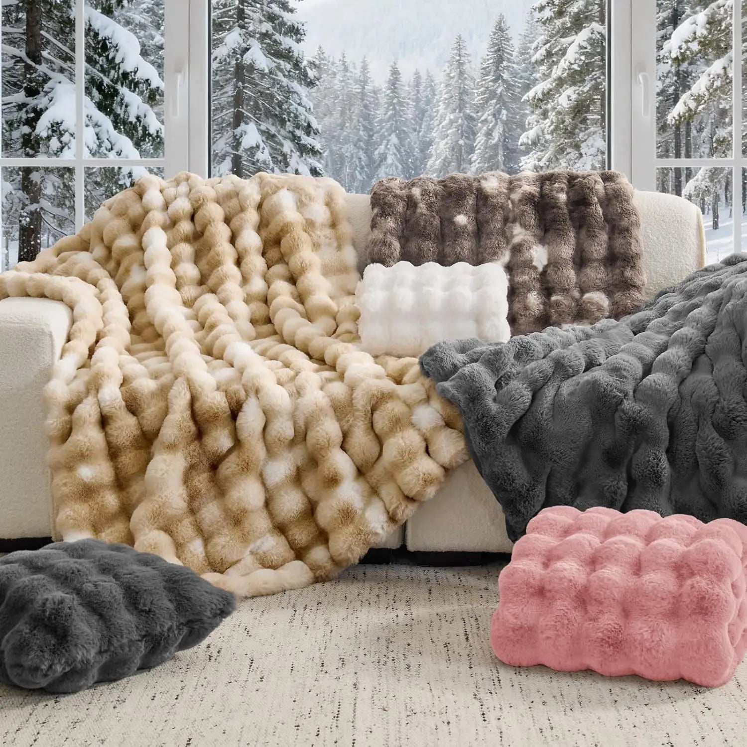 ROSEKIND Faux Fur Throw Blanket