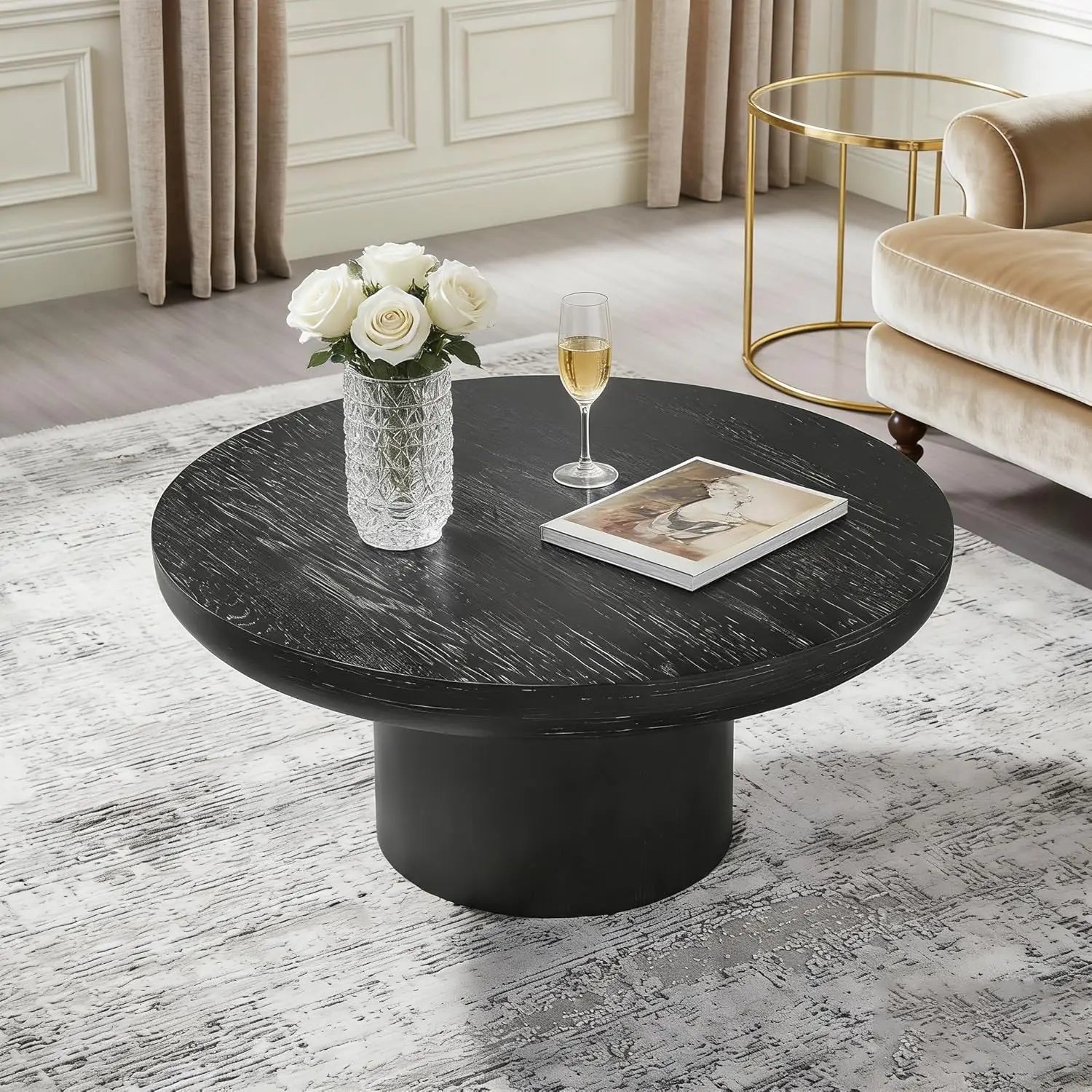 35.98'' Wood Pedestal Coffee Table