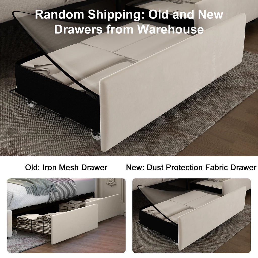 GEGOFORU Queen LED Bed Frame with Galaxy Projector, Bluetooth Speaker, USB Ports, 4 Drawers