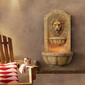 Royal Lion Head Faux Stone Wall Fountain with Light