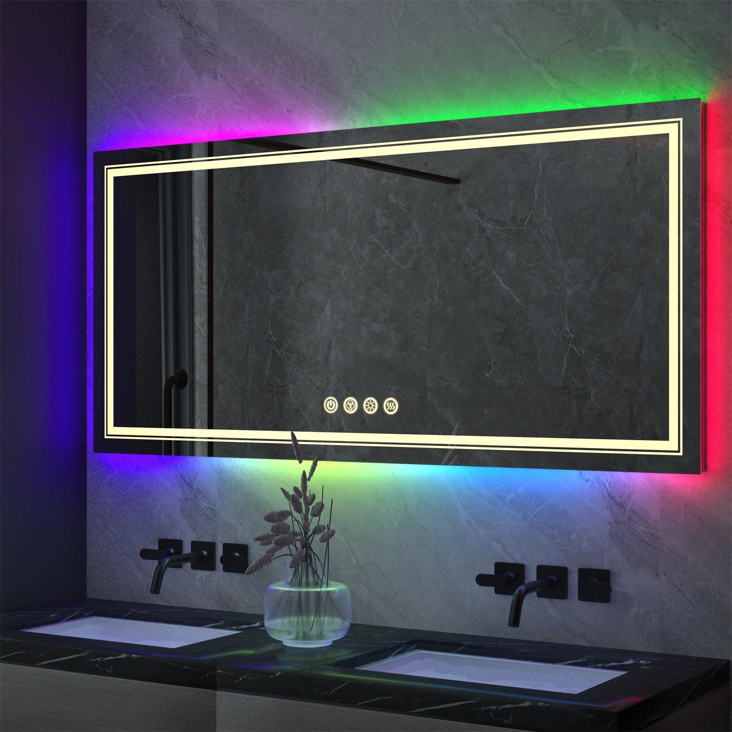 Bathroom LED Vanity Mirror RGB Color Changing Backlit Bathroom Mirror