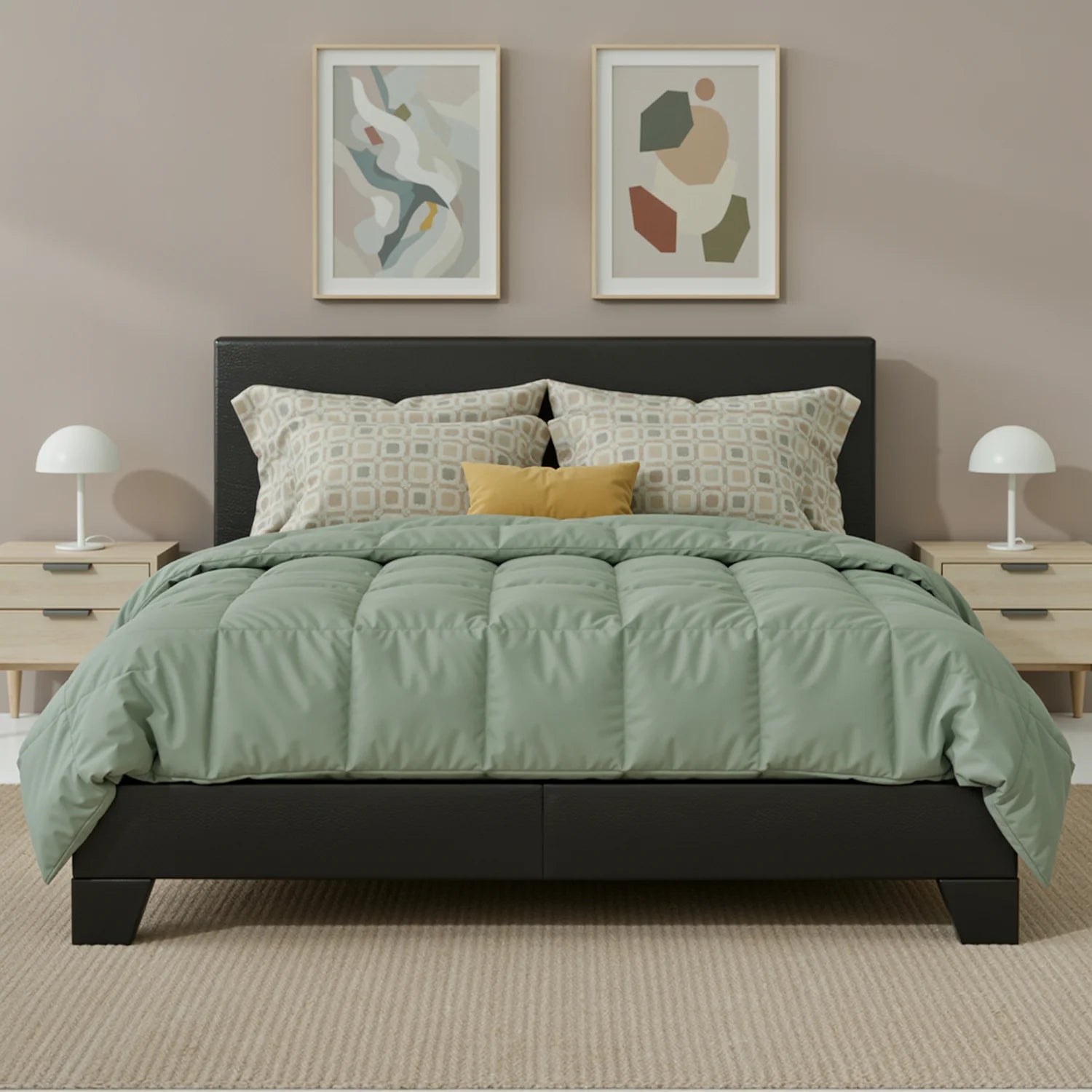 HOOMIC Full/Queen/King Upholstered Bed Frame with Adjustable Linen Headboard