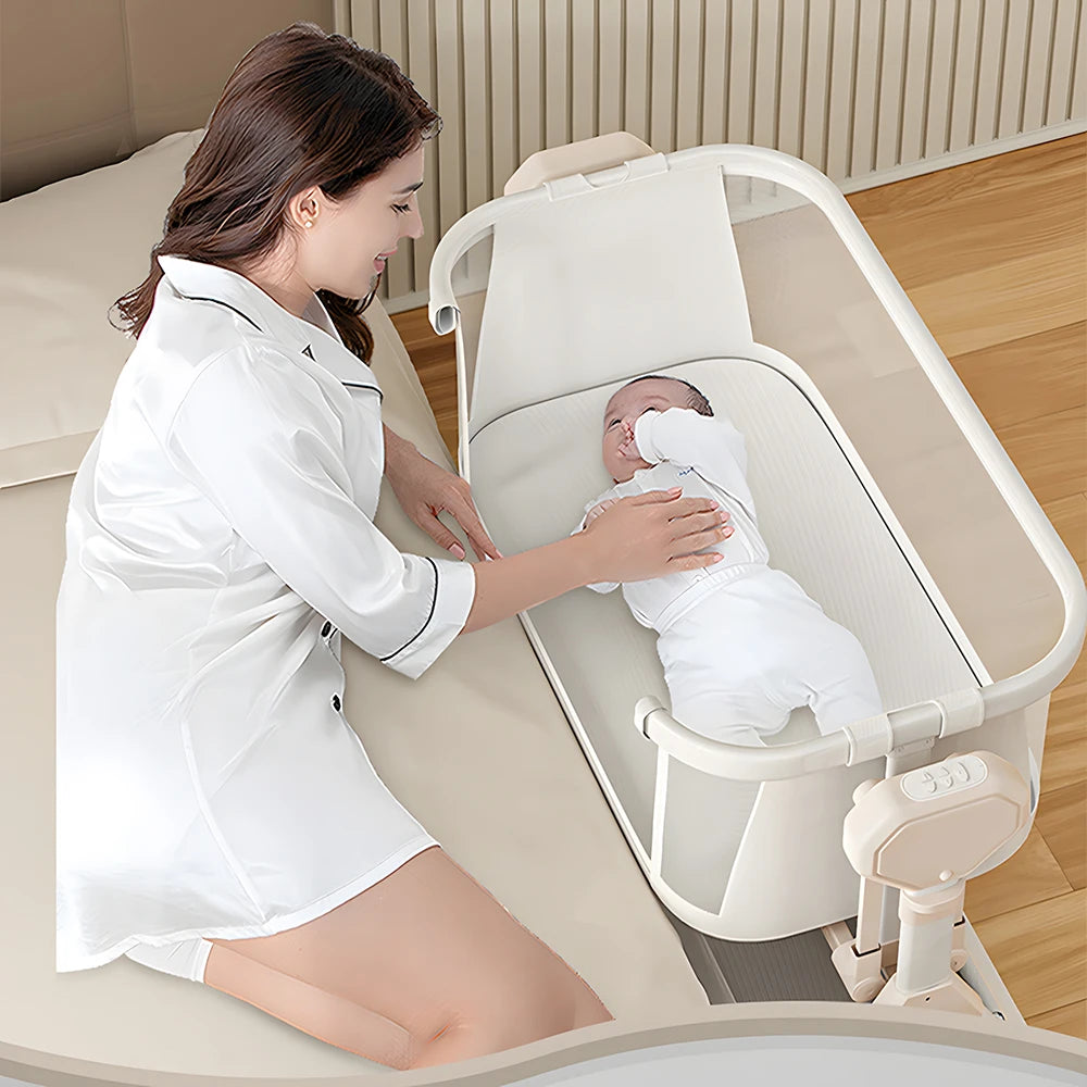 Automatic Rocking Bassinet with Music And Lights Comfortable Soft Mattress