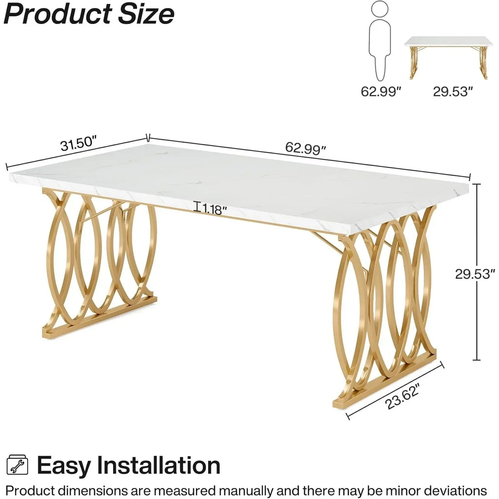 Modern Dining Table, 63" Lar