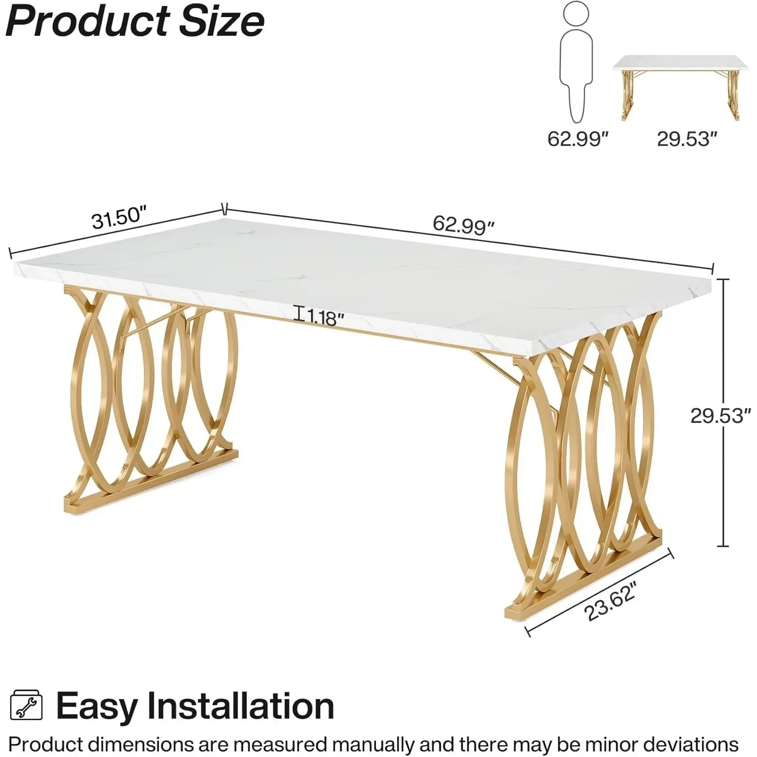 Modern Dining Table, 63" Lar