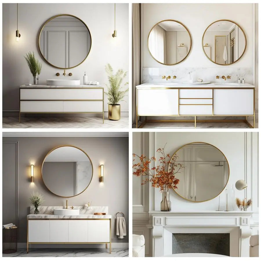 Gold Circle Mirror, Round Mirror 20 inch