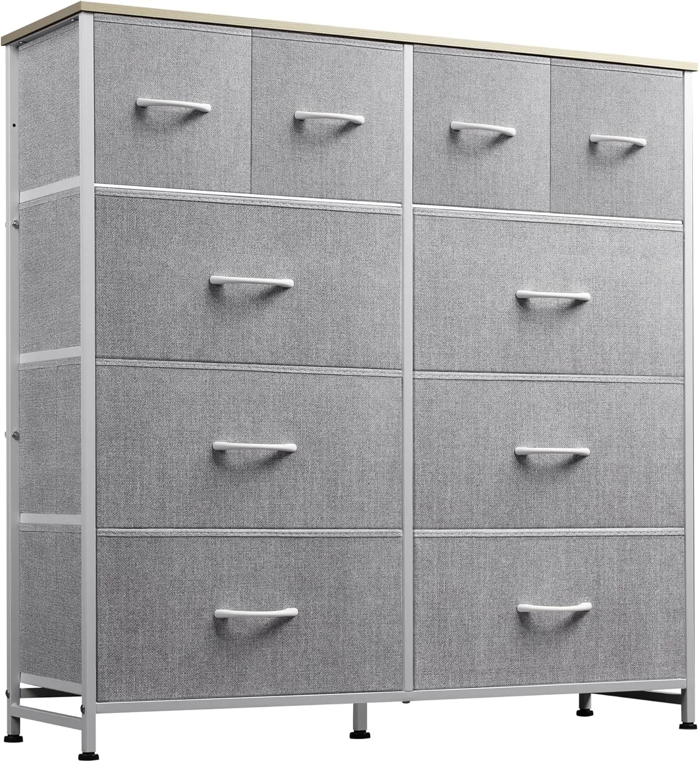 WLIVE White 10-Drawer Fabric Dresser