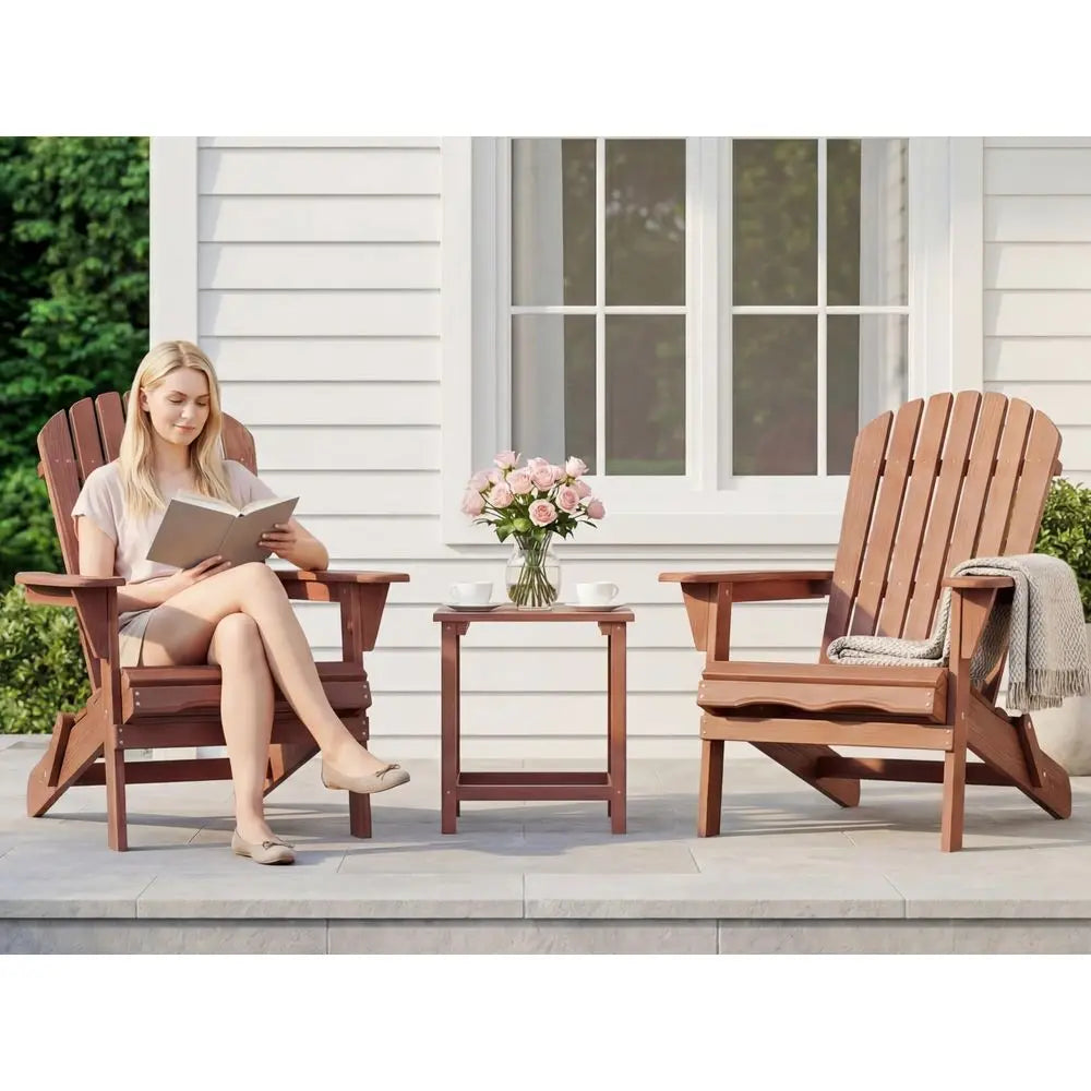 Outdoor Wooden Folding Adirondack Chair Set of 2