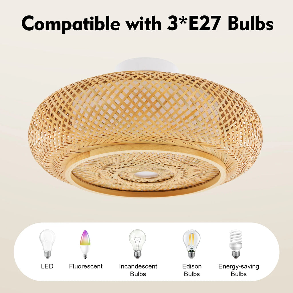 Asian Rustic Bamboo Flush Mount Ceiling Light