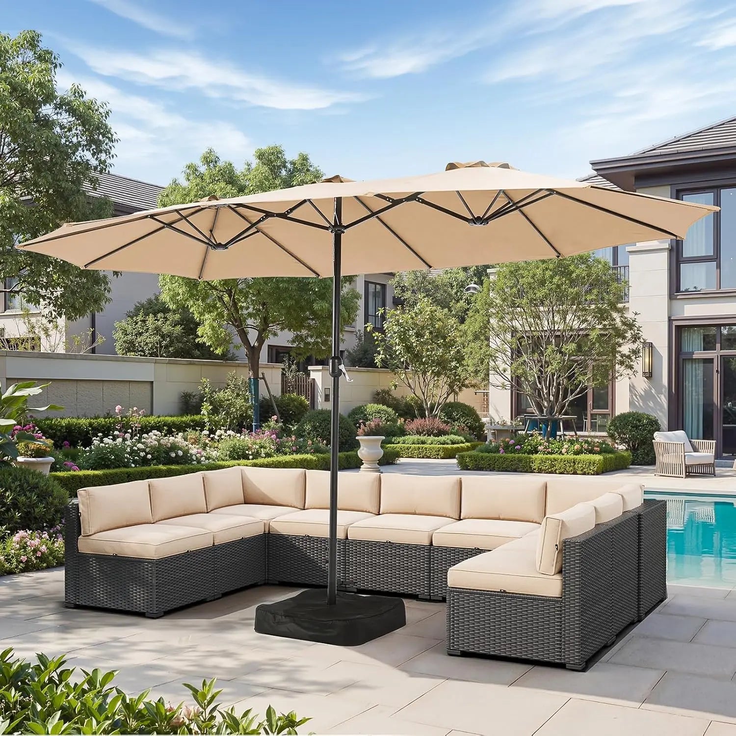 15ft Patio Umbrella with Base Included