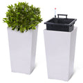 2 PCS 22.4 Inch Tall Planter Indoor ＆ Outdoor Black Taper Planter
