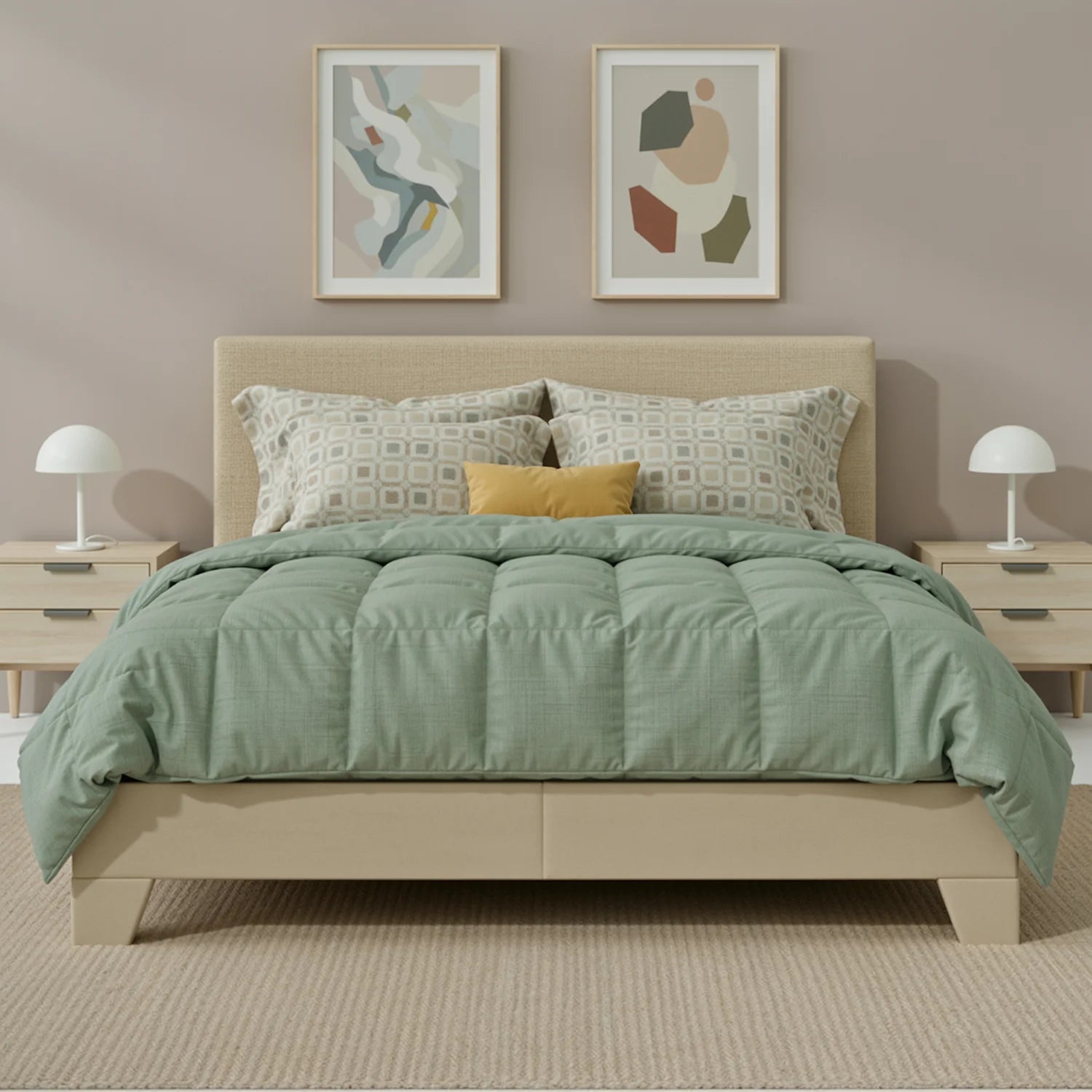 HOOMIC Full/Queen/King Upholstered Bed Frame with Adjustable Linen Headboard