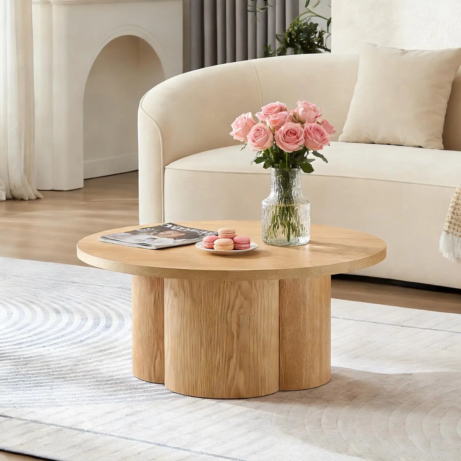 35.98'' Wood Pedestal Coffee Table