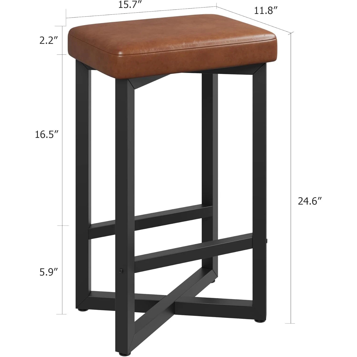 2PCS 24" Bar Stools Set Counter Height Backless Barstools