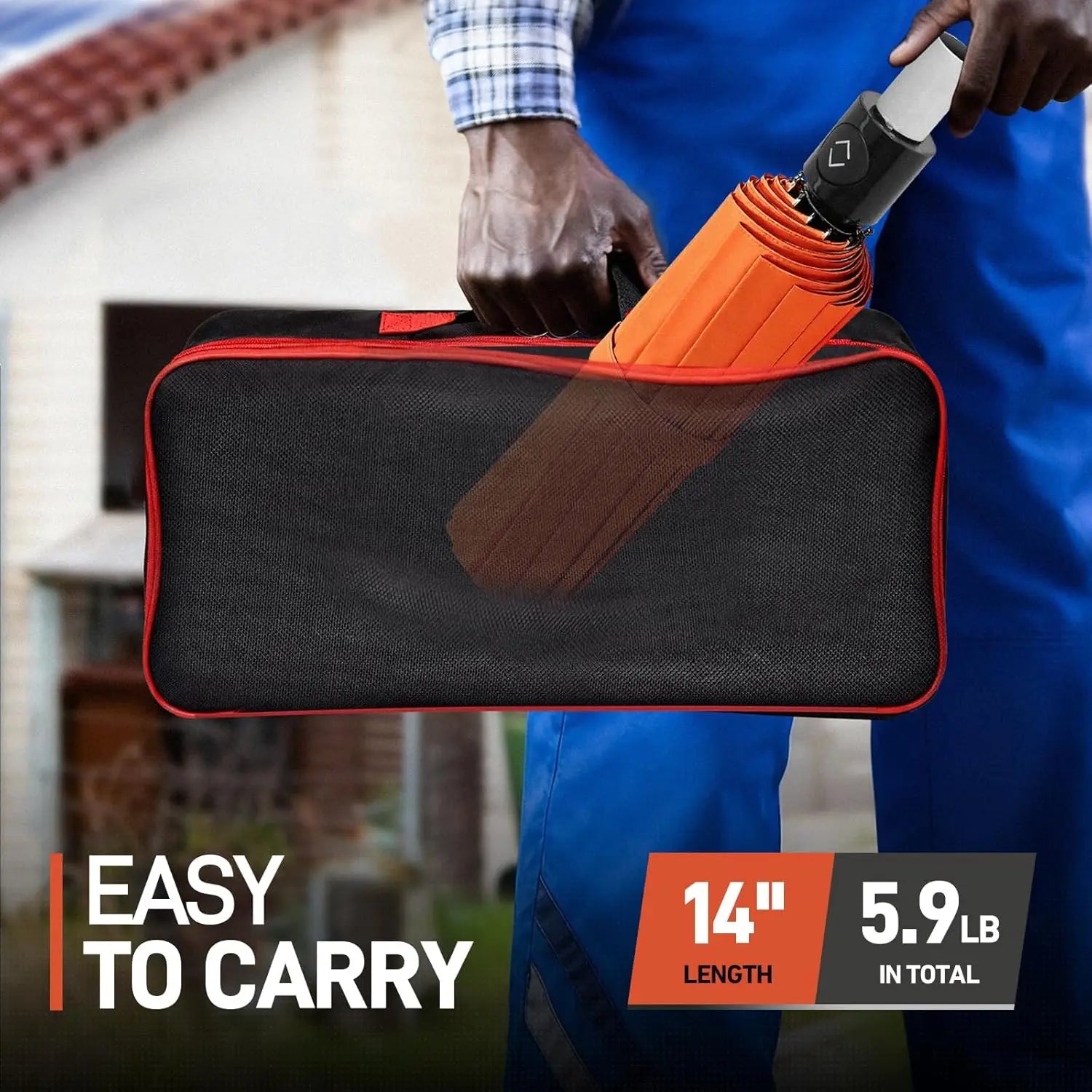 60" Folding Magnetic Umbrella for Outdoor Work, 600lb Suction HVAC Umbrella with Adjustable Sun & Rain Protection